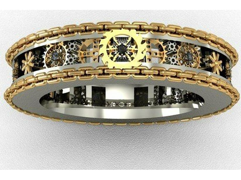 

Кольцо Duowei Geometric Two Tone Unisex - европейская и американская бижутерия Size 6