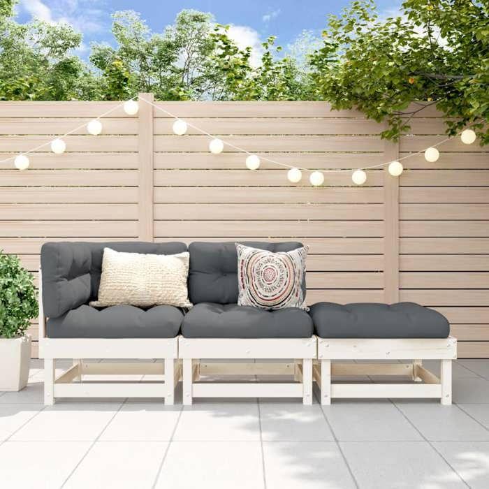 VidaXL Garden Lounge Set 3 Pcs, Sofas with Footrests, Seats with Backrest and Armrest, Patio Terrace Furniture, White 825409