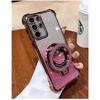 Suitable for Samsung S25ULtra Plating Flash Powder Airbag Magnetic Suction Bracket Mobile Phone Case A36 Anti Fall Full Cover Soft Shell A24