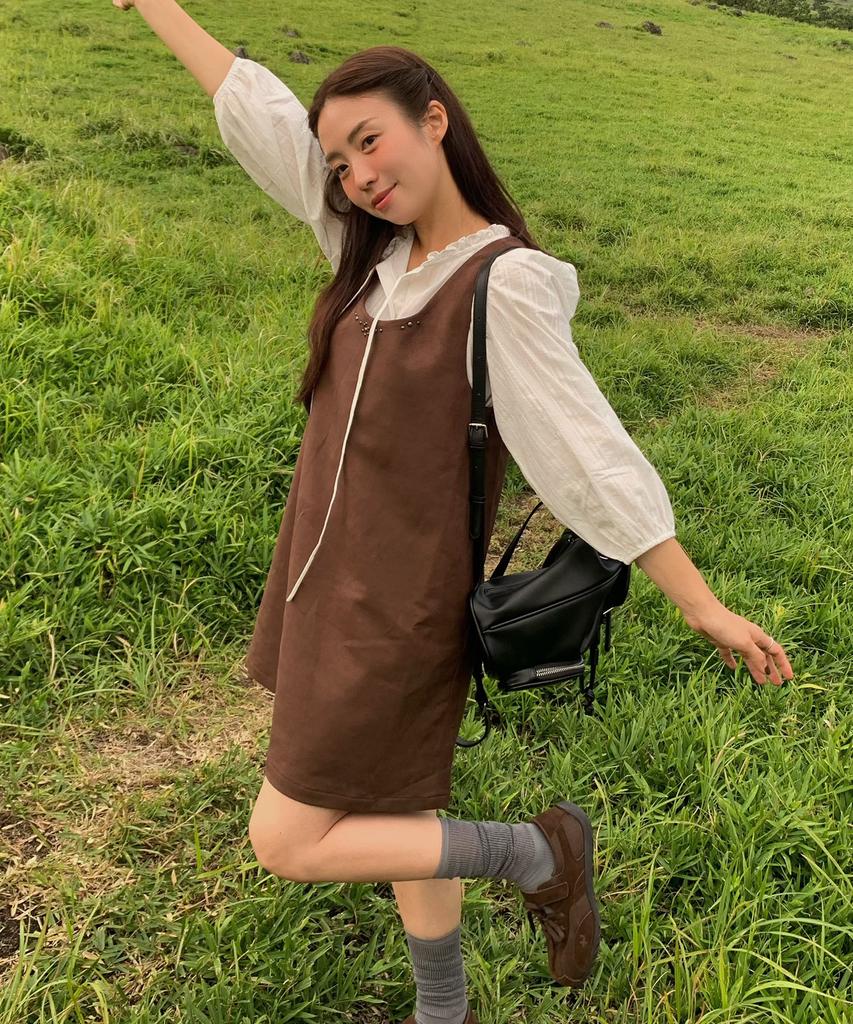 Code Graphy (Women) Faux Suede Dress_Brown