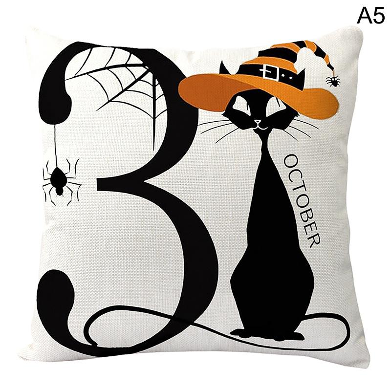 45*45cm Halloween Decoration Pillow Cover, Trick Or Treat Cushion Cover, Ghost, Pumpkin Head, Bat Decor Sofa Cushion Cover Decor