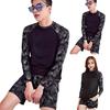 2 Piezas/Set Bañador Unisex Secado Rápido Transpirable Suave Estampado de Hojas Cuello Redondo Mangas Largas Ropa de Surf para Parejas Traje de Baño para Buceo Ropa de Baño para Deportes Acuáticos