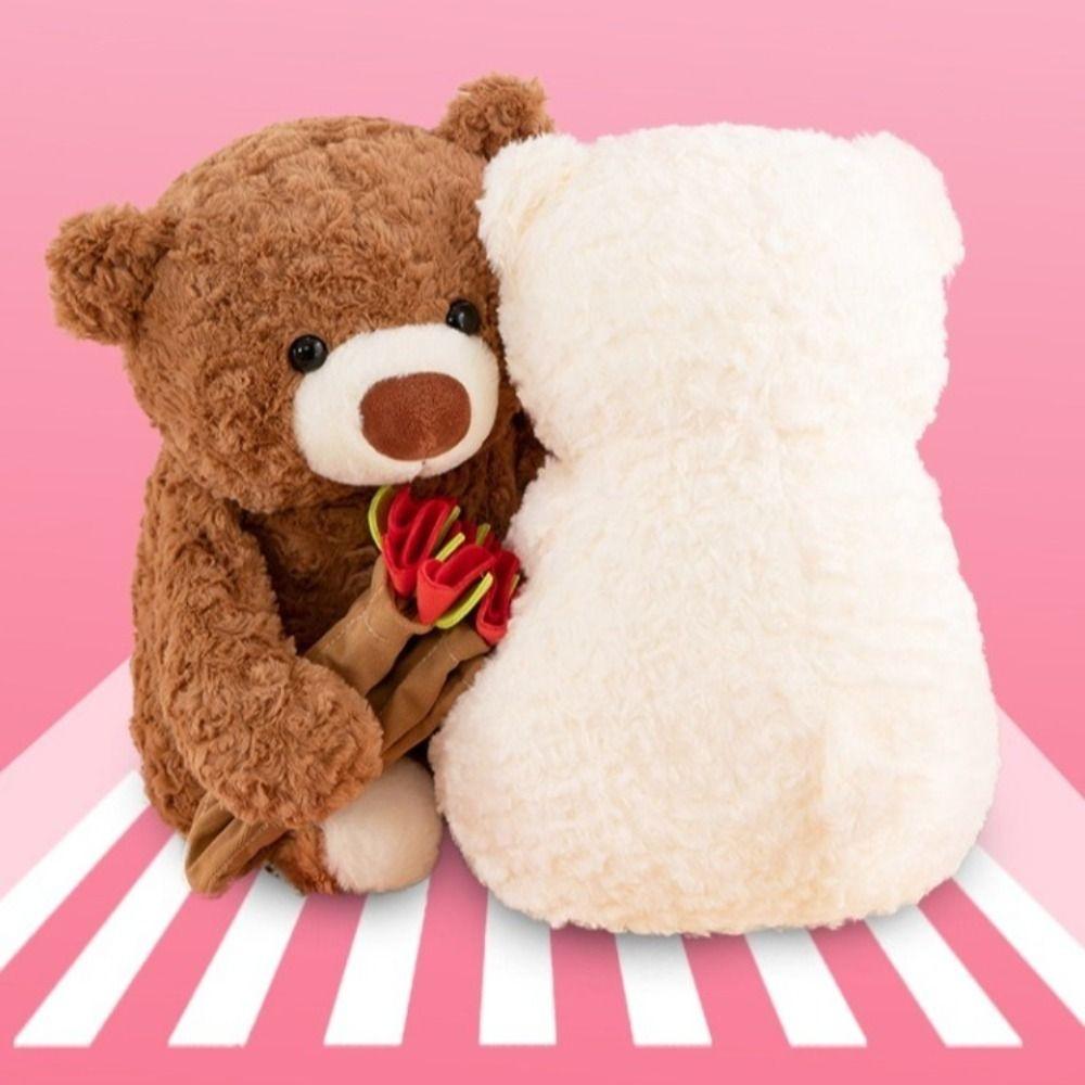 Detachable Rose Bear Plush Toy Romantic Bear Wear Rose Hat Kawaii Bouquet Bear Doll  Gift