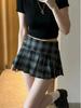American Retro Plaid Pleated Mini Skirt - Korean Style Spring/Autumn Spicy Girl Academy Look