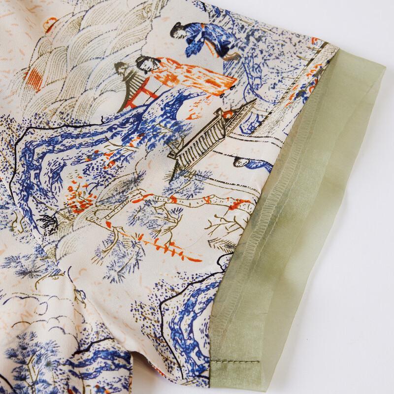 New Chinese Style Printed Chiffon A-Line Dress