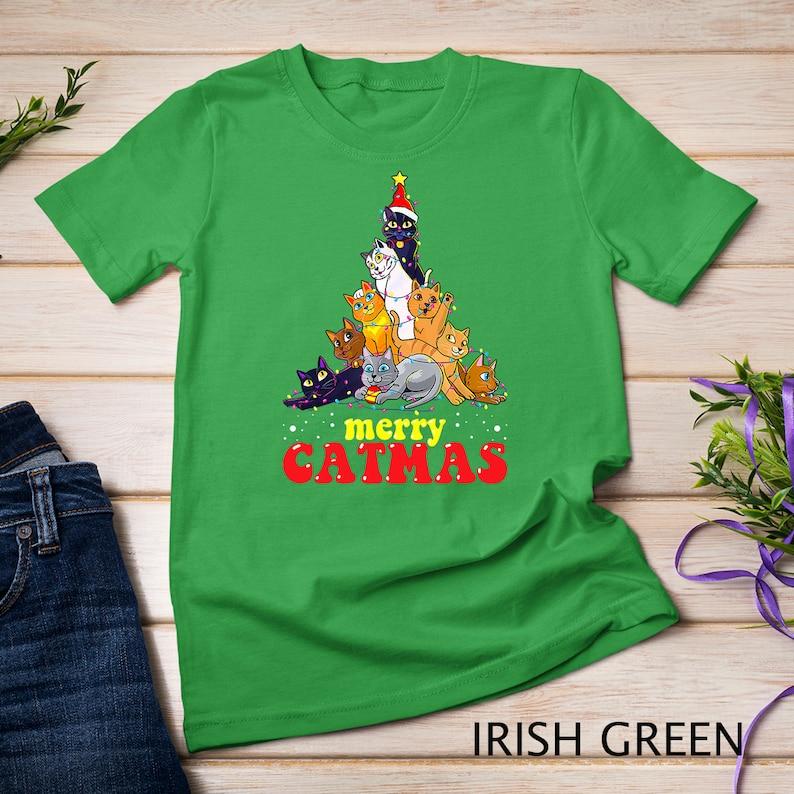 Merry Catmas Funny Cat Mom Cat Dad Christmas Cat Lover T-Shirt 140