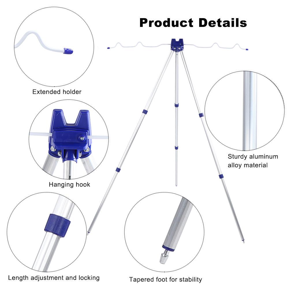 Aluminium Alloy Adjustable Telescopic Fishing Rod Stand Bracket Tripod Holder Support 5 Pole 1.2m