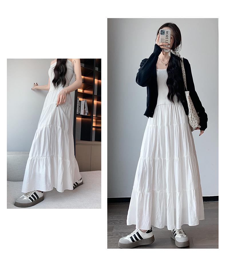 Women's White High-Waist A-line Long Skirt - 2026 Spring/Autumn Collection