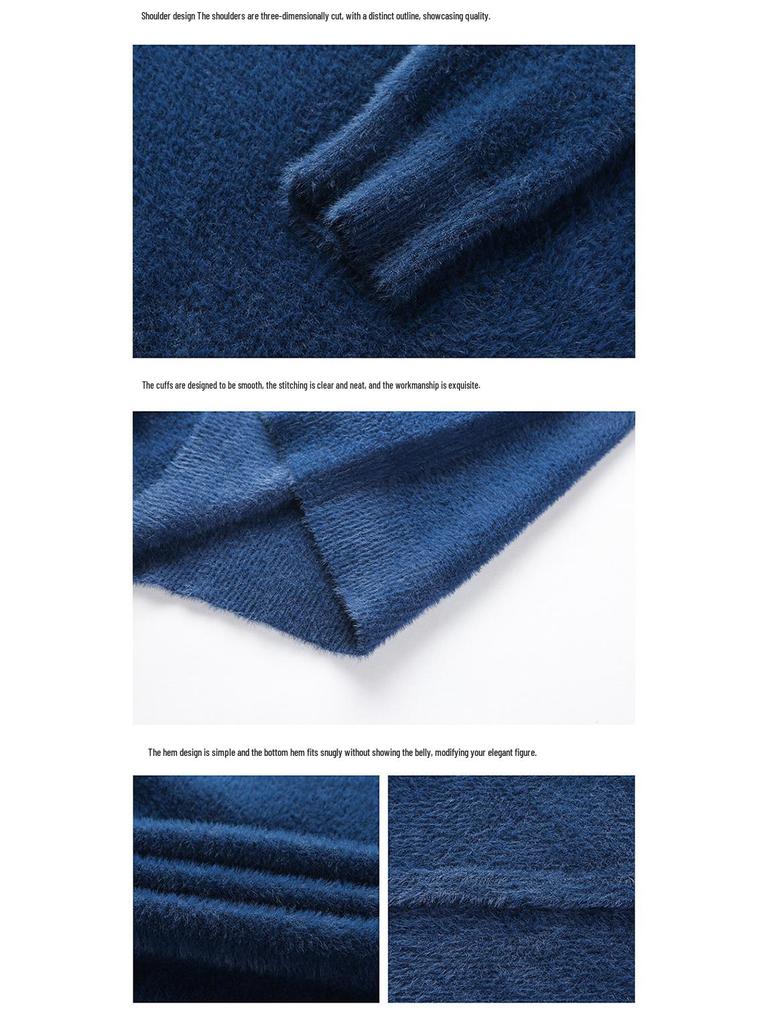 Men's Winter Mink Cashmere High Neck Sweater - Thick, Soft, Fashionable Knitted Pullover