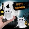 Halloweenská soška ducha kočky Roztomilá mini kočičí figurka Kreslená stolní ozdoba pro domácí kancelář Stolní police Dekor