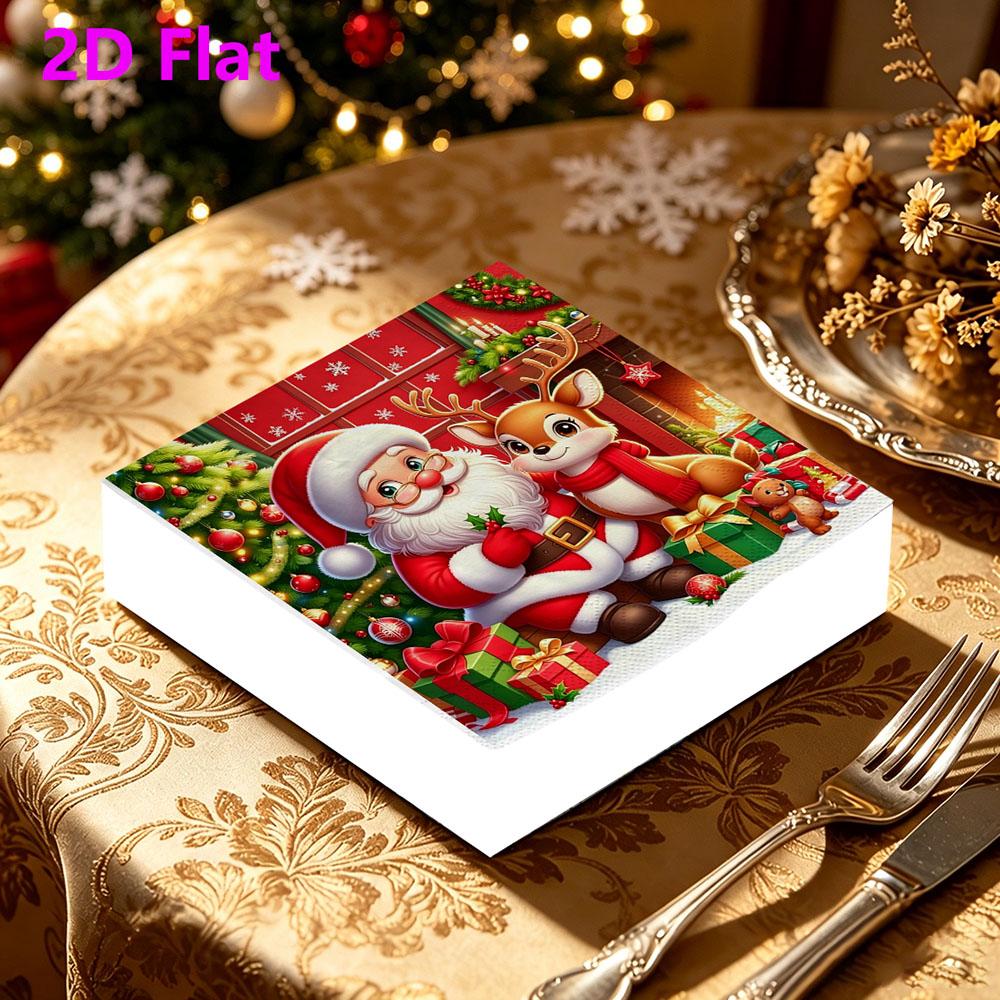 20pcs Disposable Napkins with The Elderly and Elk Pattern Print for Wedding,Parties,and Daily Use for Thanksgiving Fall Christmas Table Decoration