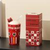 Cute Cat Ceramic Mug with Straw and Lid