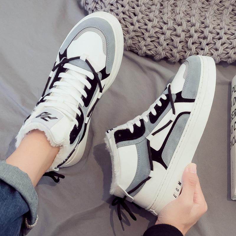 Herbst Winter Schuhe Herren High-Top Sneaker Plüsch Warm Herren Freizeitschuhe Neuheiten Mode Stiefeletten Zapatos De Hombre