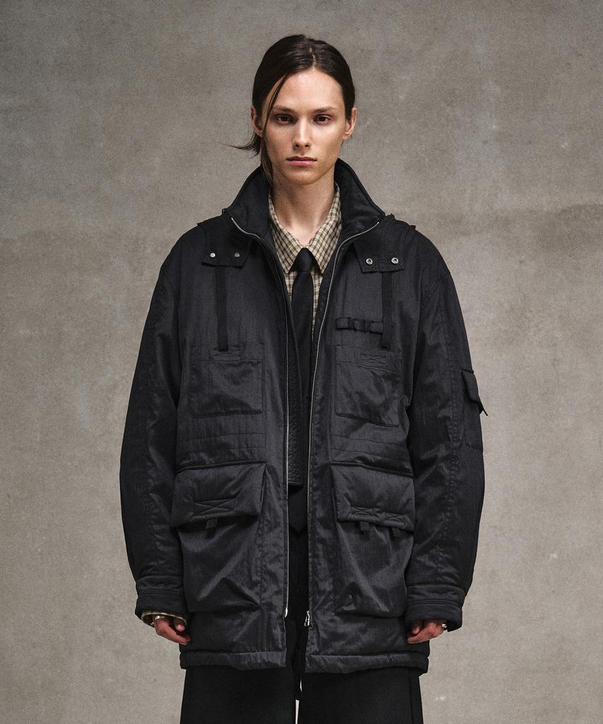Lmood Refine Fishtail Hooded Field Parka Black