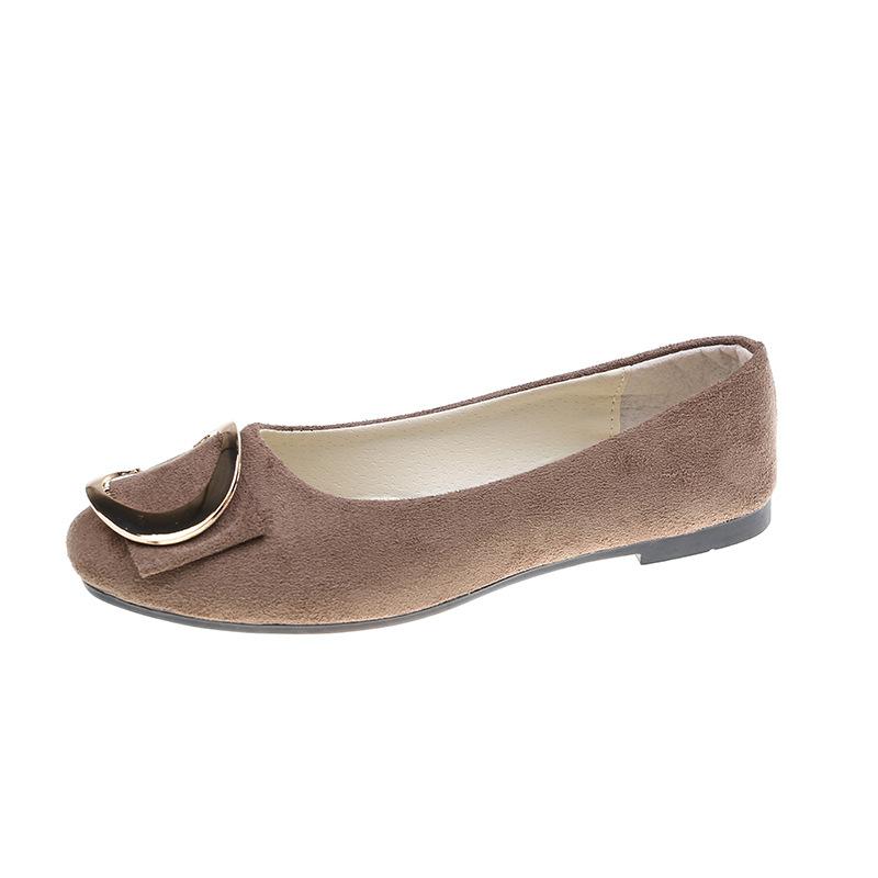 Casual Metal Buckle Square Head Shallow Mouth Flat Bottom Women's Single Shoes Work Shoes