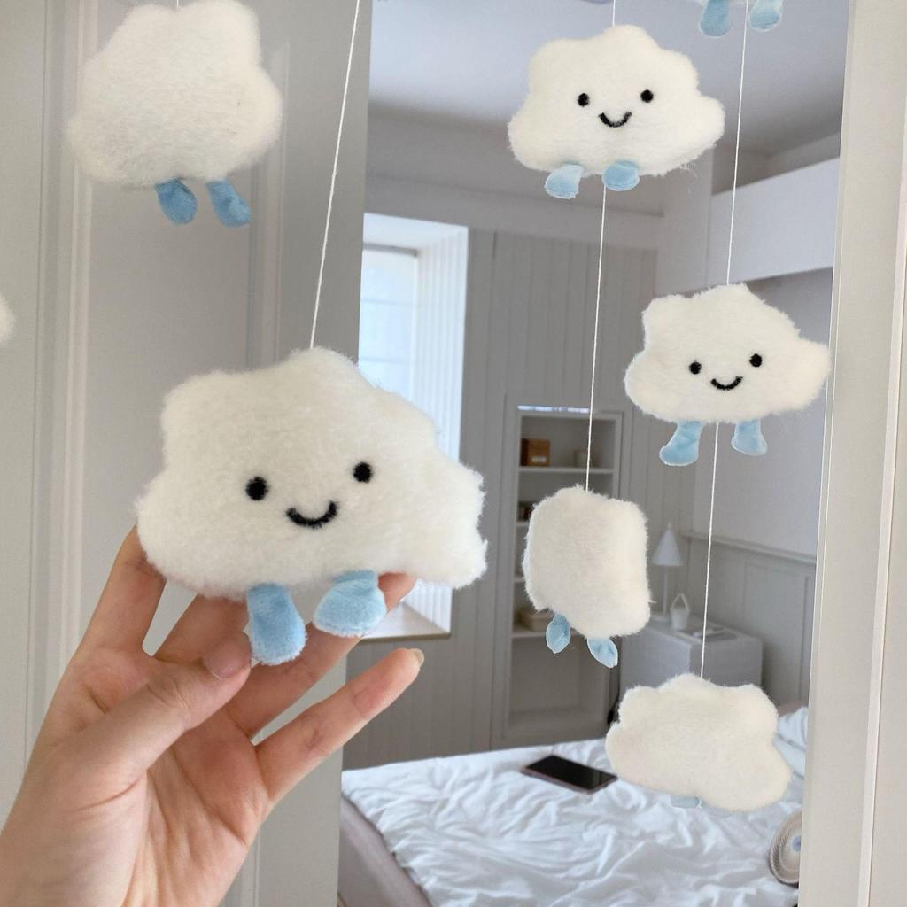 Adorable 3D Cloud Plush Door Curtain for Kids' Room - No-Punch Hanging Decoration
