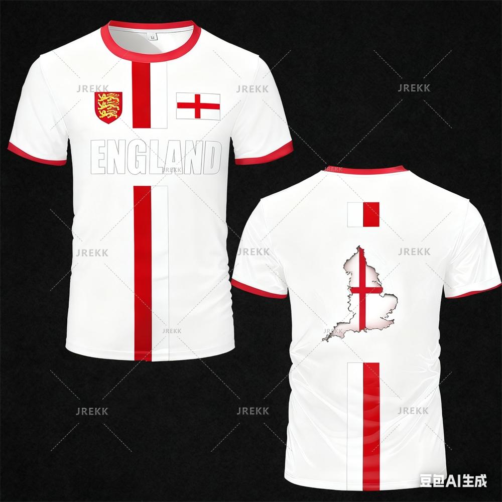 Anglia Koszulka Piłkarska Męskie Koszulki Sportowe Maillot Football Luźne Szybkoschnące Top Unisex Codzienne Koszulki Top Y2k Męskie Prezenty