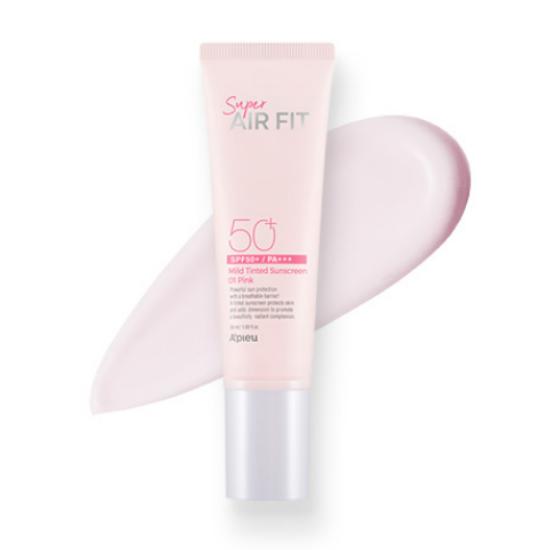 A’PIEU Super Air Fit Mild Sun Base 01 Pink Tone-Up Brightening Sunscreen SPF50+ PA++++