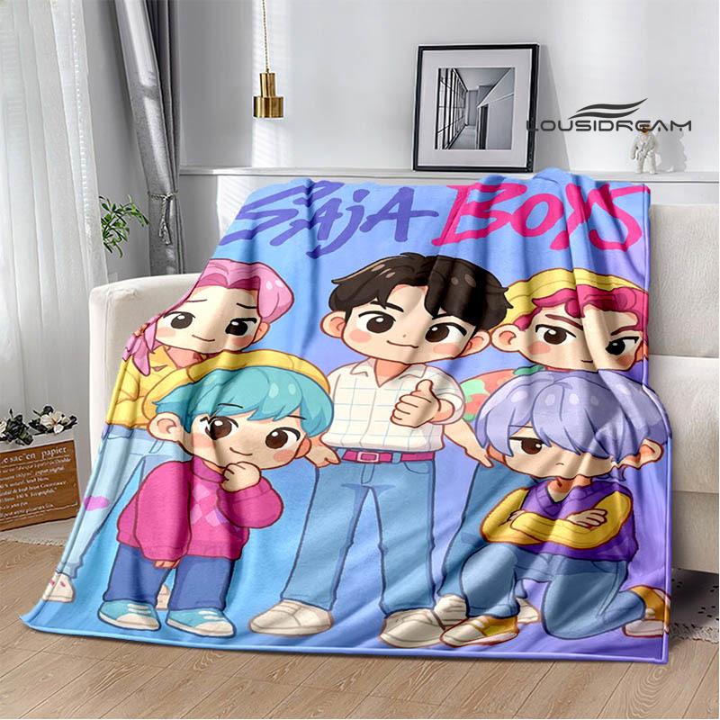 KPop Dämonenjäger Cartoon-Druckdecke Picknickdecke Warme Flanelldecken Heim-Bettbezüge Decken für Betten Geburtstagsgeschenk