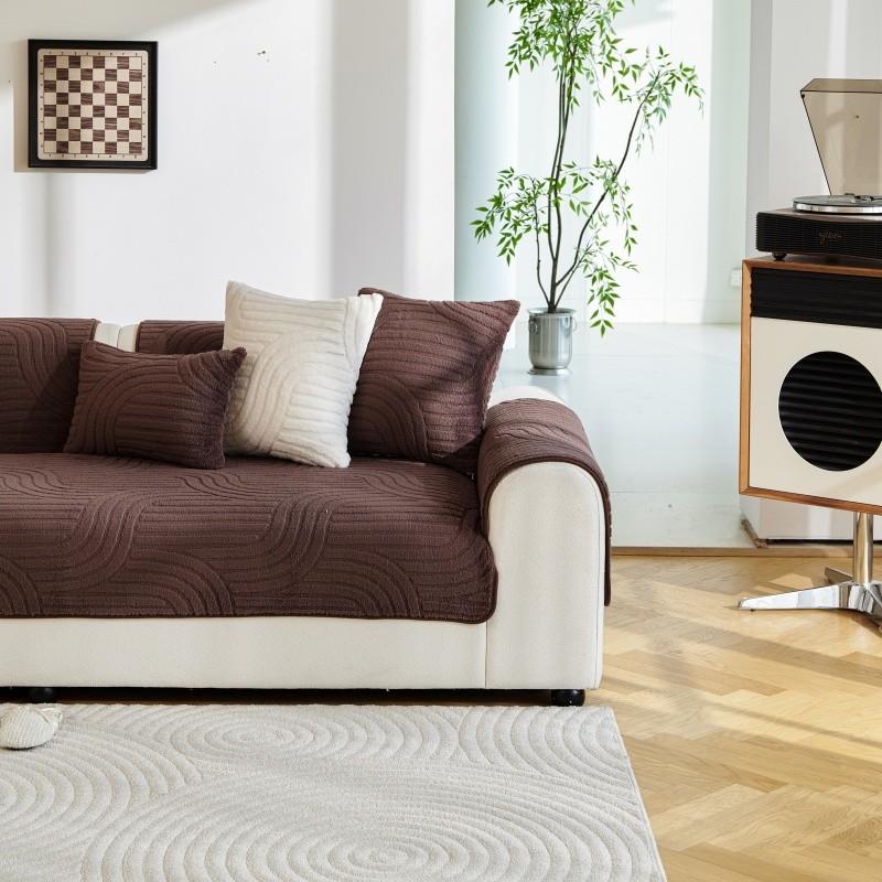 1pcs Solid Color Sofa Cover Anti Slip Scratch Resistant Couch Cushion Living Room Dust-proof Wear Resistant Furniture Protector