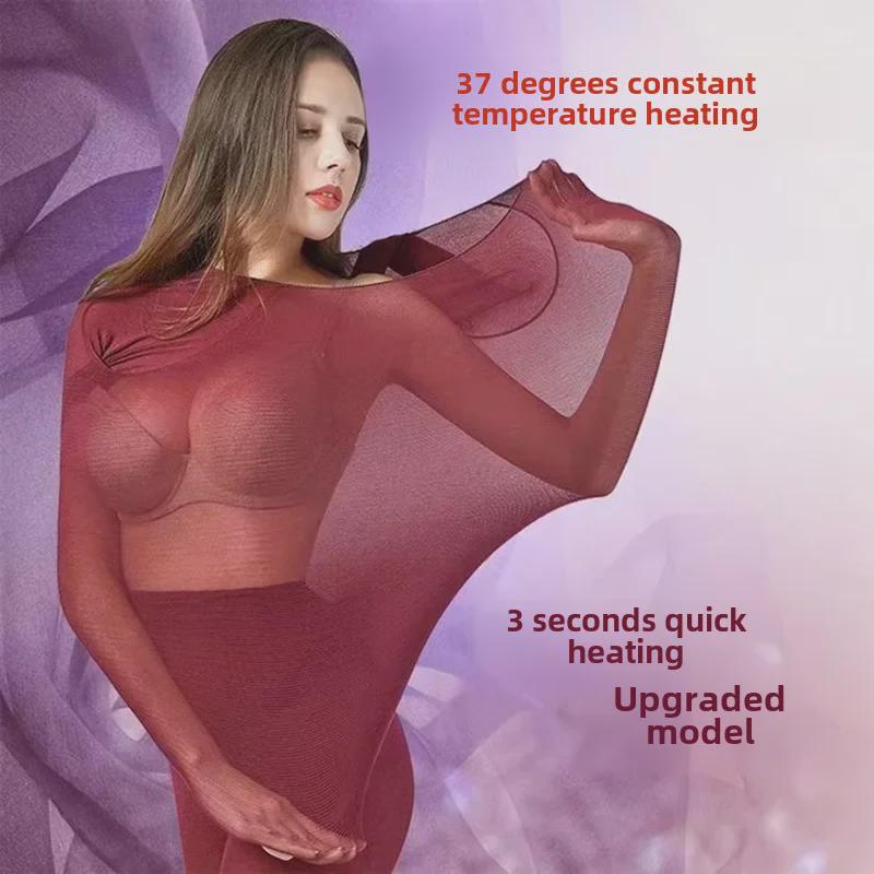 Thermo-Unterwäsche-Set: Nahtloser beheizbarer Damen-Baselayer für Herbst & Winter