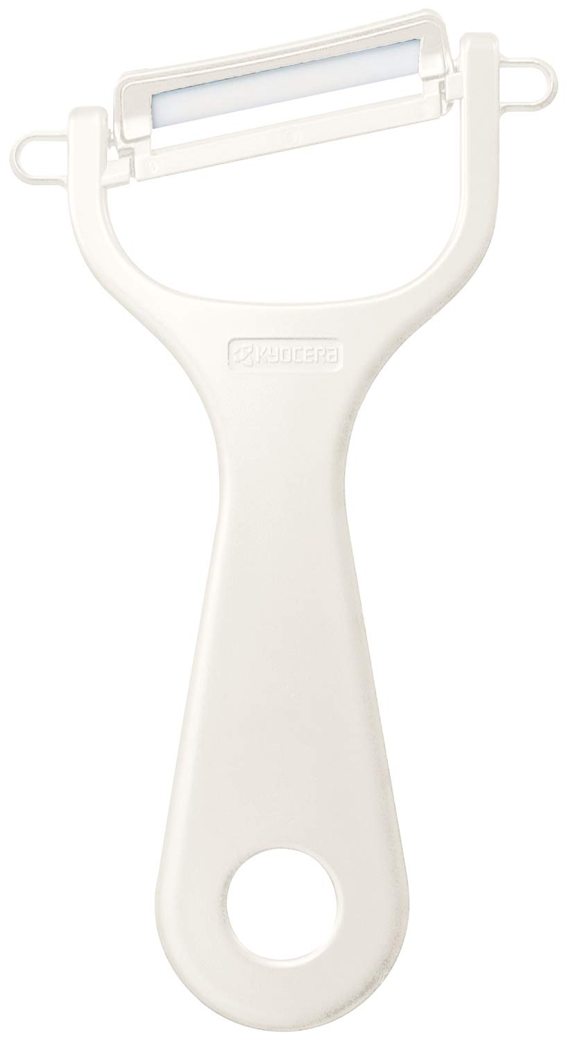 

Kyocera Fine Ceramic Angled and Sharpness CP-NA08OWH Peeler, Off-White, Blade, Rust-Resistant, Sterilizing, Bleach-Safe, Long-Lasting білий