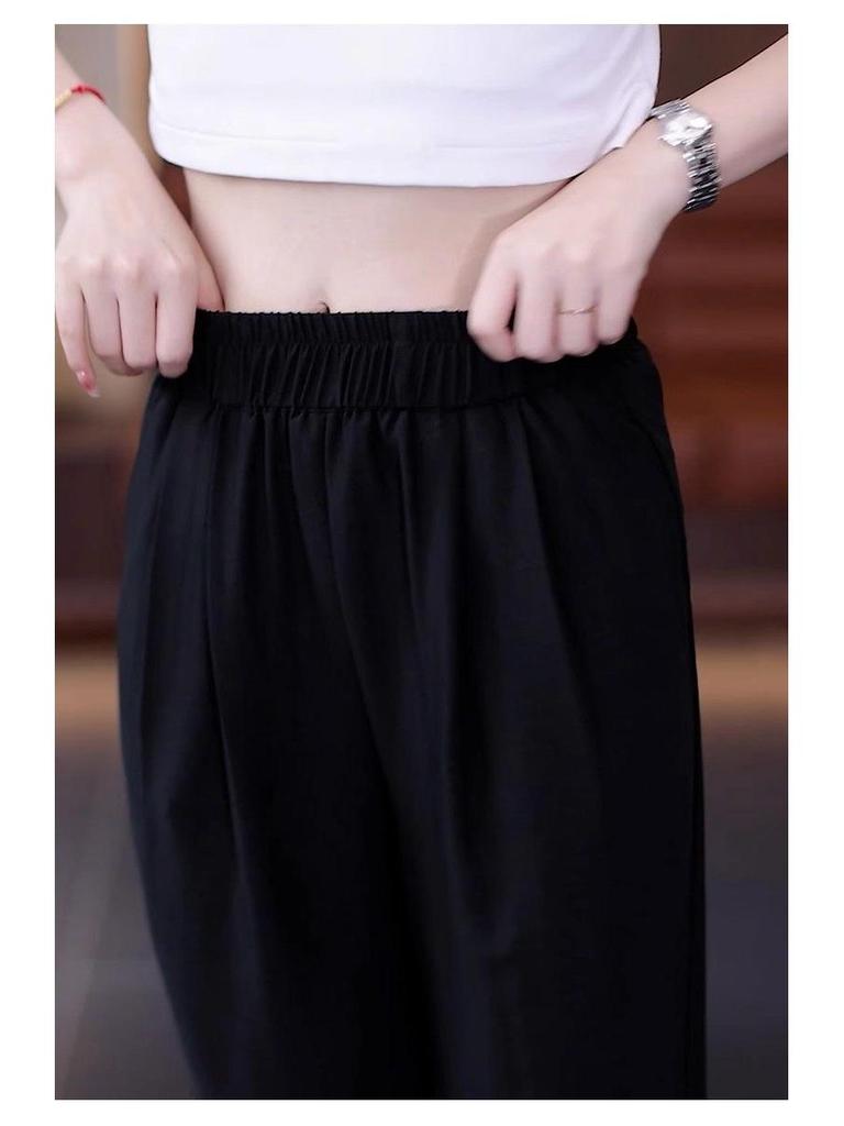 2026 Women's Summer Slimming Ice Silk Straight-Leg Pants: Cool, Loose, and Lightweight