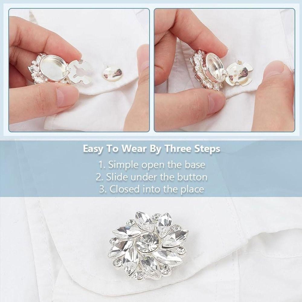 Odnímatelné kryty knoflíků s kamínky, DIY kryty knoflíků s květinovým motivem na oblečení, dekorativní