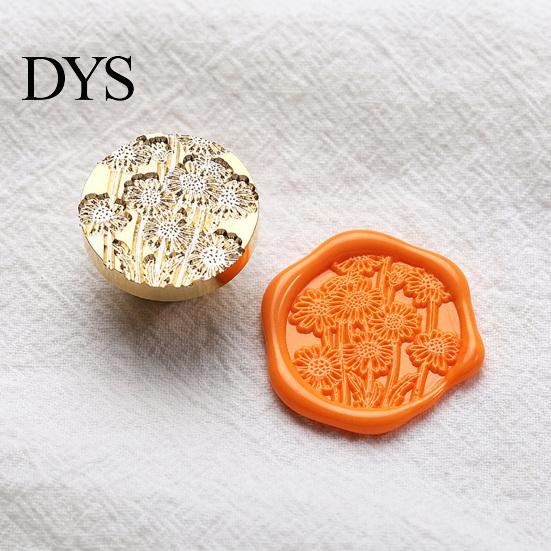Miniature Seal Stamp Head Lily Floral Brass Wax Head, Cute Plant Themed Engraved Botanical Sealing for Journal Card Gift Wrapping Wedding Invitation