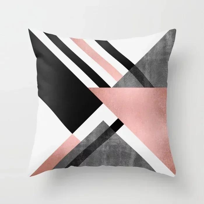 Pink Geometric Abstract Decorative Pillows Case Marble Pattern Flower Designer White and Black Grey Cheap Cushion Cover 45*45 Cm