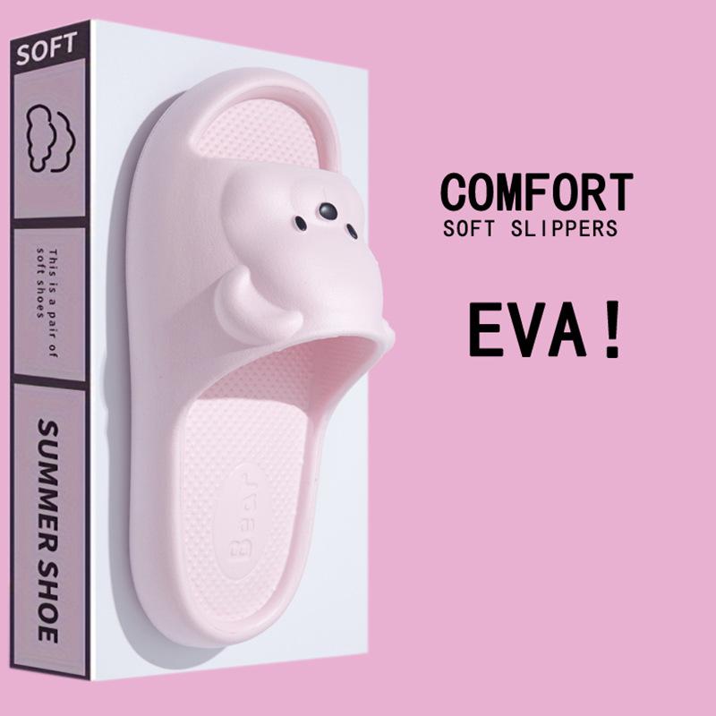 Children's Home Parent-child Cool Slippers Summer Cartoon Bear Girls and Boys Non-slip and Odorless Indoor EVA Shoes TEMU