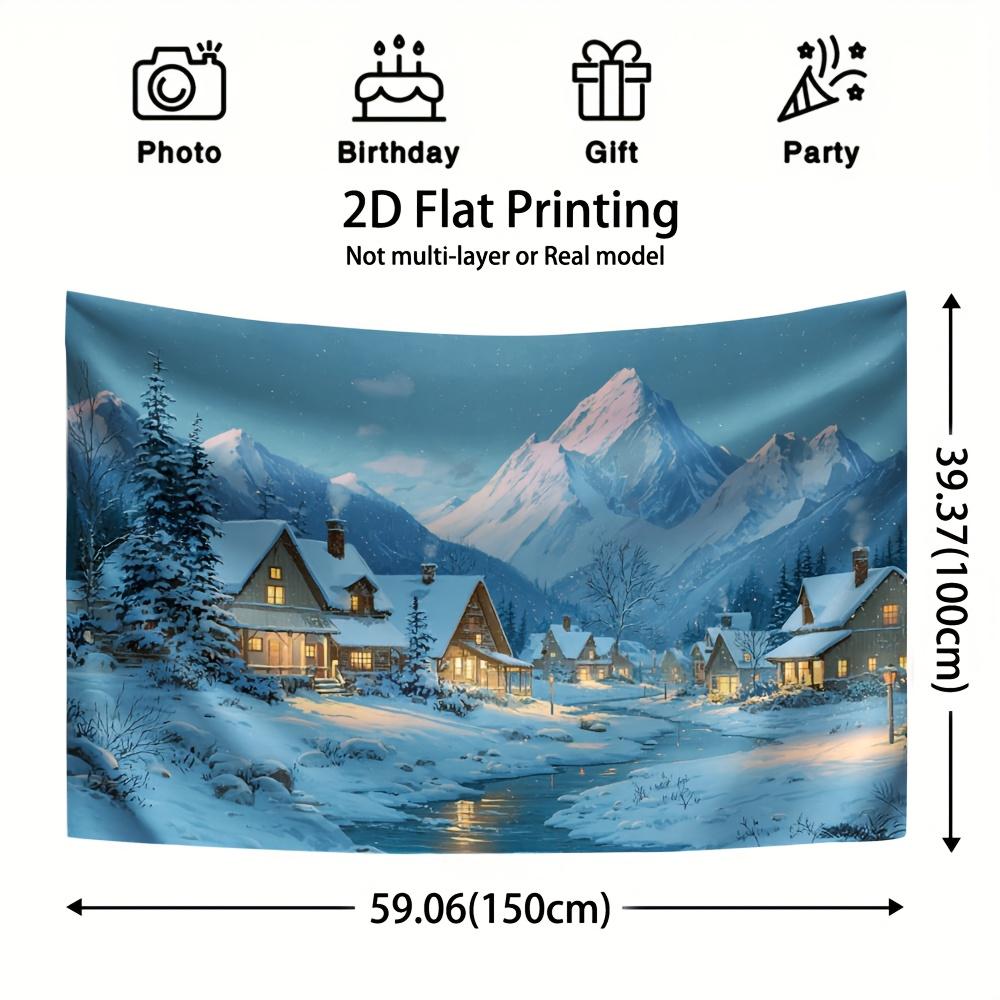 Christmas Winter Wonderland Village Scene Wall Hanging Tapestry Christmas Wall Hanging Tree Wall Hanging Gorgeous Christmas Tree Fireplace Gifts