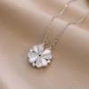 Women's European & American Style Four-Leaf Clover & Heart Pendant Clavicle Necklace