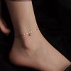 Stainless Steel Minimalist Gold Color Bead Anklets, Women's Summer Beach Simple Flat Chain Bracelet Barefoot Anklets, Zircon Fo
