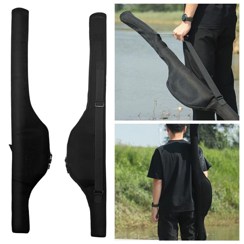 New Portable Folding Fishing Rod Bag With Shoulder Strap 120/130CM Fishing Rod Case Black Fishing Organizer