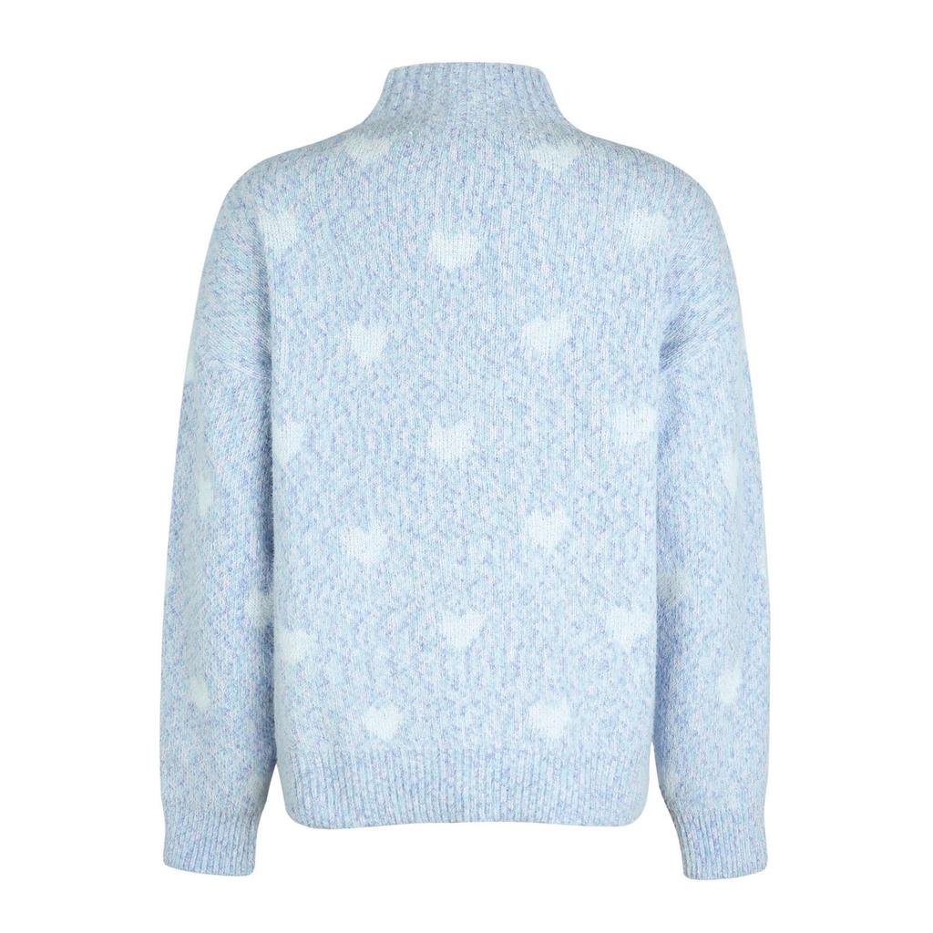 Women's Fashion Chenille Love Sweater Autumn And Winter Half Turtleneck Loose Knitted Sweater