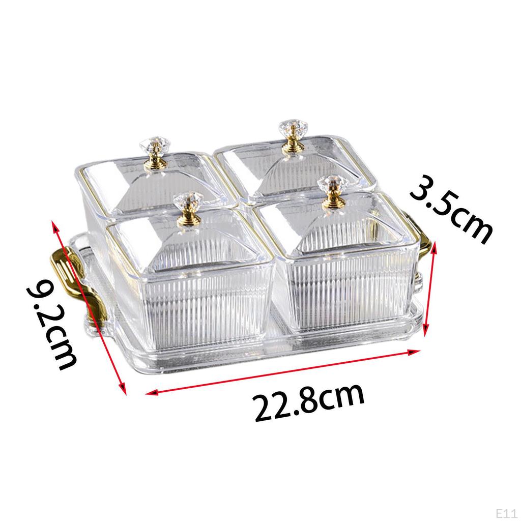 Dried Fruit Plate Appetizer Plate, Divided Serving Dishes Candy Nuts Dish with Lid for Party