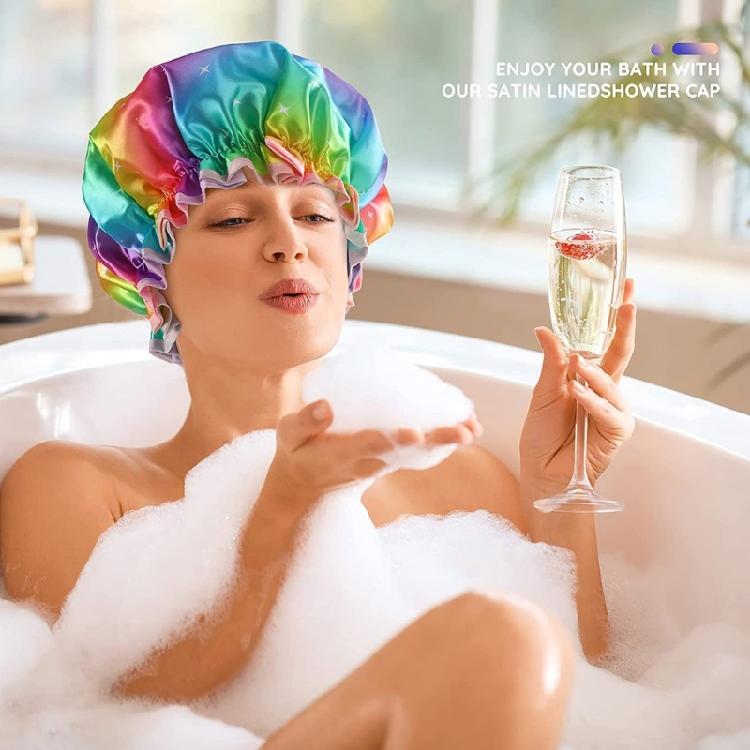 Waterproof Woman Shower Cap Satin Hat Hair Bonnet Bathing SPA  Accessories