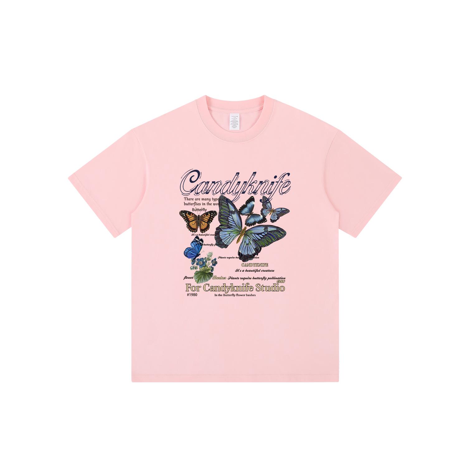 

Women s Retro Butterfly Cotton Half Sleeve T-Shirt - Casual Loose Fit Large