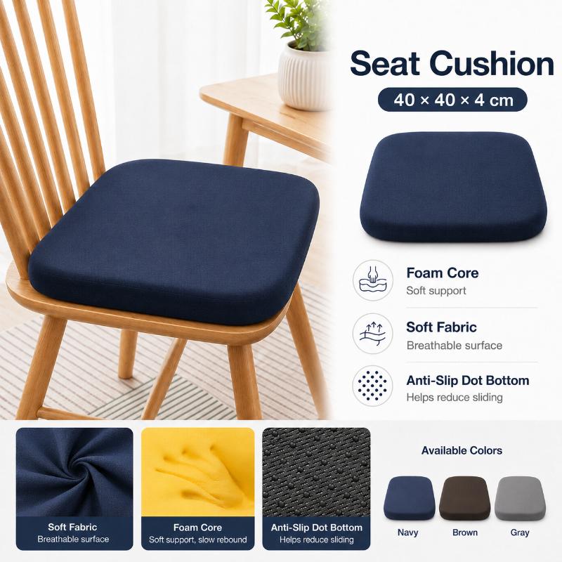Soft Seat Cushion Non Slip Chair Pad Thick Square Dining Office Chair Cushion Breathable Comfortable Kitchen Home Dining Decor