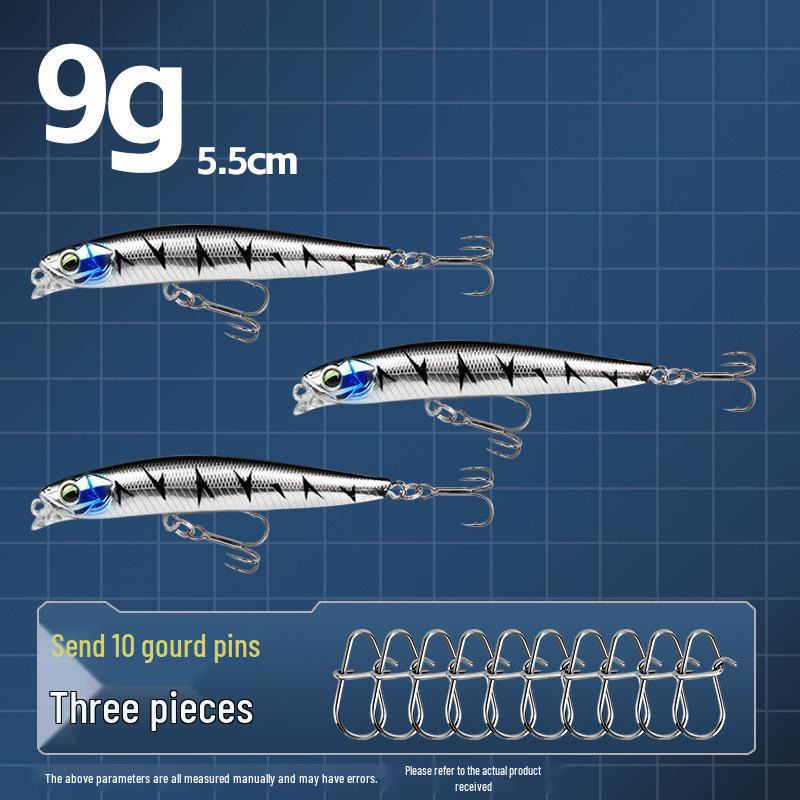 Small Silver Fish Pencil Twitching Long Cast Slow-Sinking Freshwater & Sea Fishing Lure for Mackerel & Asp