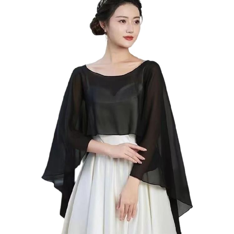 Breathable Polyester Yarn Shawl Wrap For Women Outdoor Activity Sun Protective Capes Scarf for Vacation and Formal Event