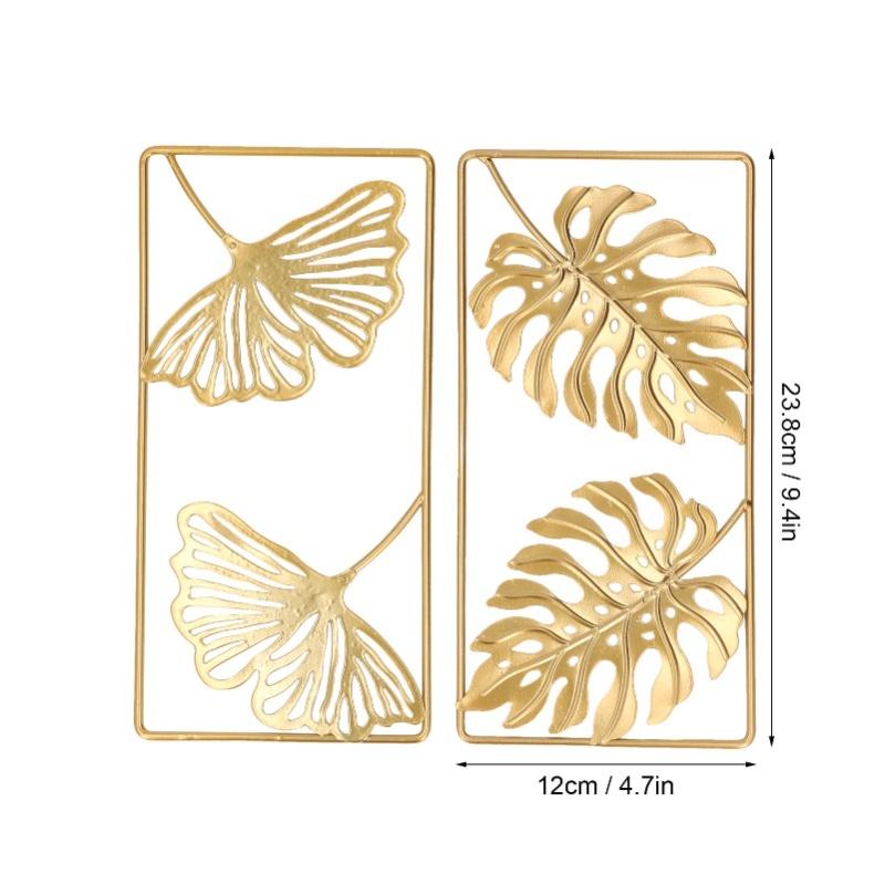 2Pcs Ginkgo Leaf Wall Decor Strong Metal Exquisite Color Widely Used Gold Wall Decor For Bedroom Office Living Room