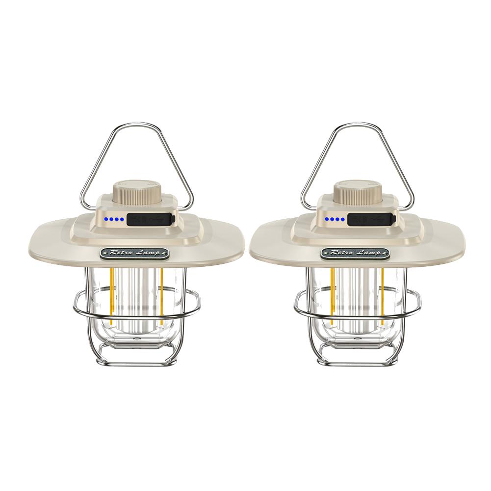 Portable Camping Lanterns 4500mAh Retro Hanging Tent Lamp Waterproof Dimmable Garden Decor Lights for Hiking Emergency Lanterns