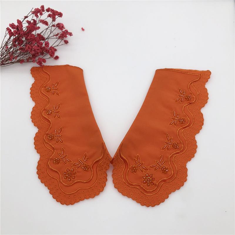 Embrodiery Neckline Collar Cover Lace Flower Bead Peter Pan Fake Collar Women Detachable Collars Removable Lapel False Faux Col