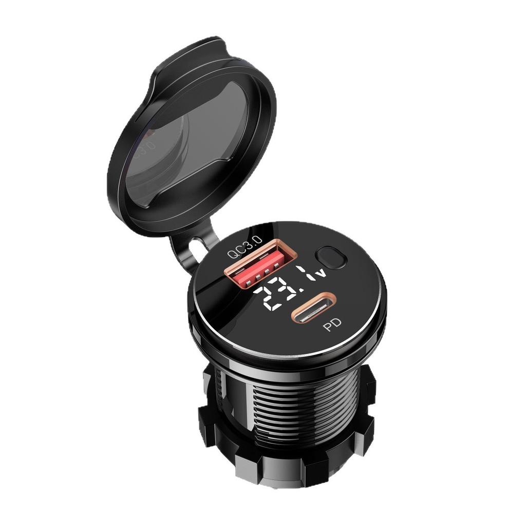 Cross-border Car Charger with PD+QC3.0, Voltage Display & Modified USB Charging