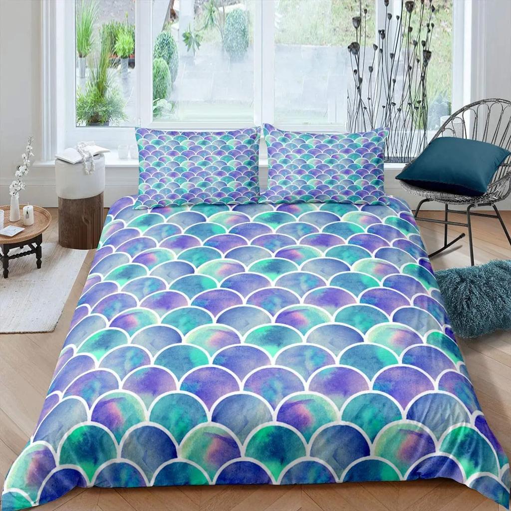 Comforter Fish Scales King Queen Full Twin Size Polyester Comforter For Kids Girls Women Bedding Set With