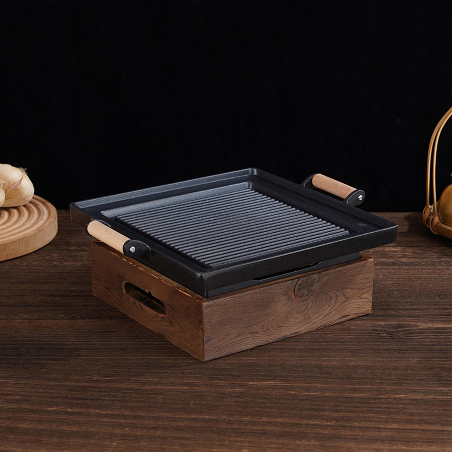 

Portable Alcohol Grill Tabletop BBQ Plate, Multifunction Heating Tray for Fish, Kebab, Meat, Restaurants M чорний