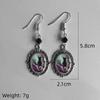 Retro Victoria Sliver Color Oval Lacework Inlay Red Crystal Glass Cat Bat Crow Cemetery Cross Dangle Earrings for Women Jewelry