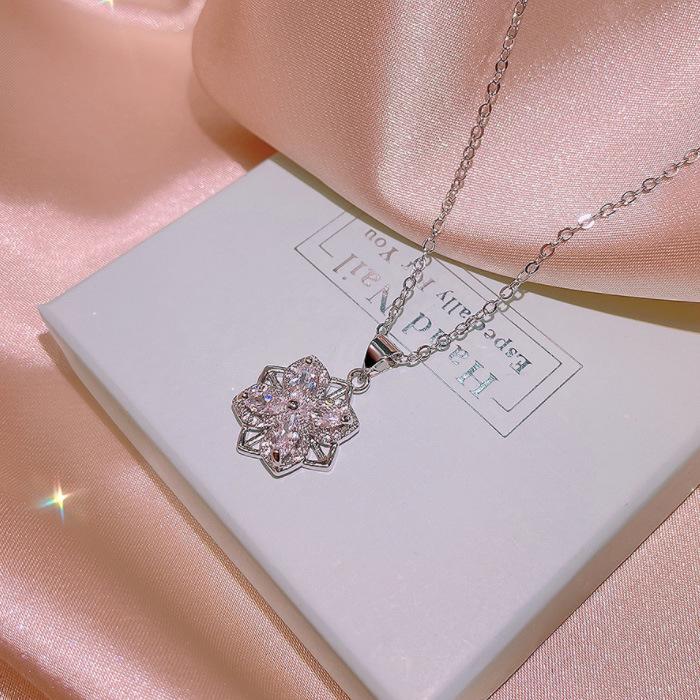 The Jewelry Set Fashion Minority Design Sparkles The Individuality Earring Female Paragraph Necklace Flower Ring